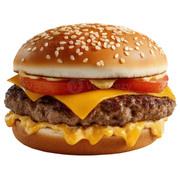 a hamburger with cheese and tomato on it