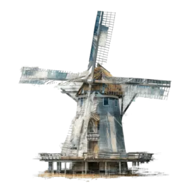 a drawing of a windmill on a white background