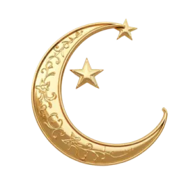 a gold crescent with a star in the middle