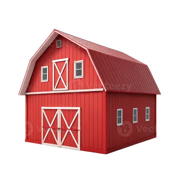 a red barn on a white background