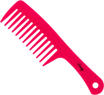 a pink comb on a white background