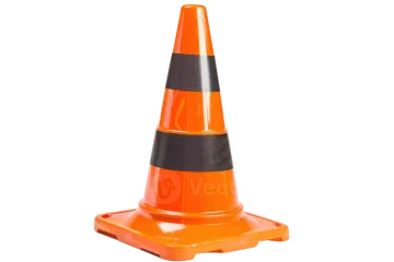 an orange traffic cone on a white background