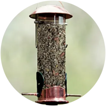 a bird feeder is shown in the center of a circle