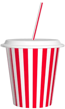 a red and white striped paper cup