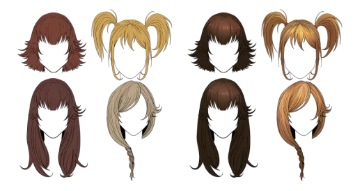 a set of girls's hair styles