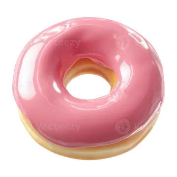 a pink donut on a white background