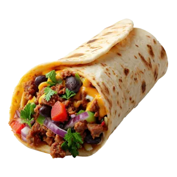 a burritoa filled with meat and vegetables