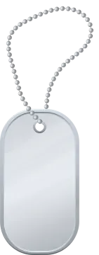 a dog tag on a white background