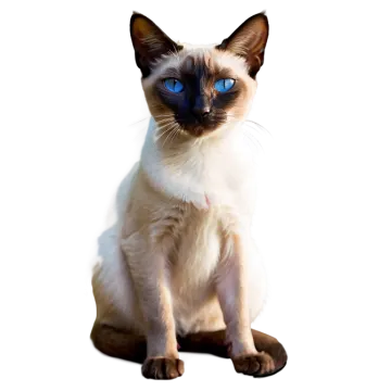 a cat with blue eyes sitting on a white surface