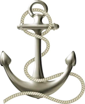 an anchor with rope on white background