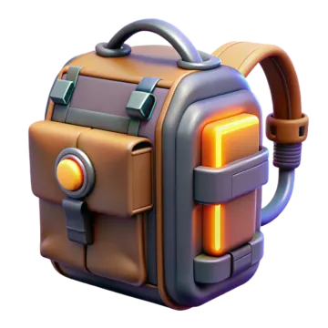 a backpack with an orange light on it