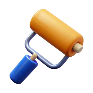 a blue and orange roller on a white background