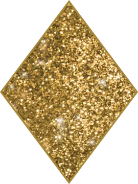 a gold glitter diamond on white background
