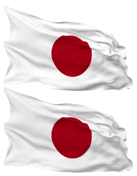 two japanese flags waving in the wind