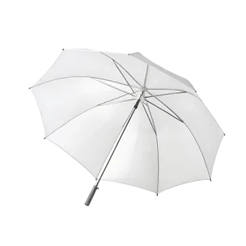a white umbrella with a black handle