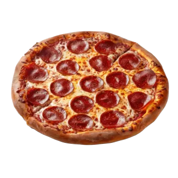 a pepperoni pizza on a white background