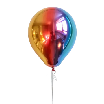 a multi colored balloon on a white background