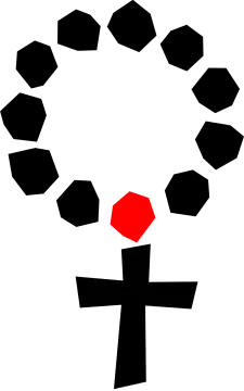 a black and white image of a cross surrounded by cubes