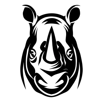a black and white image of a rhino head