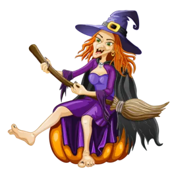 a witch sitting on top of a pumpkin