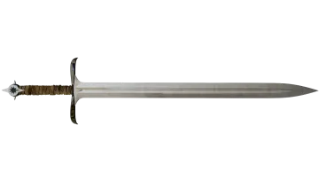 a large knife with a wooden handle
