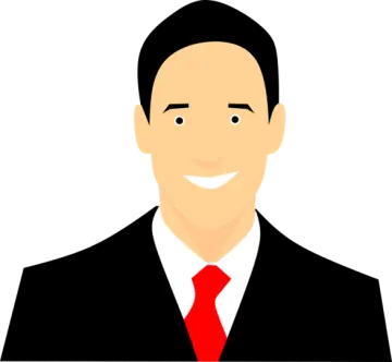 a man in a suit and red tie