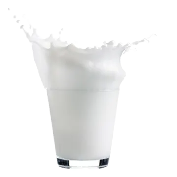 a glass of milk on a white background