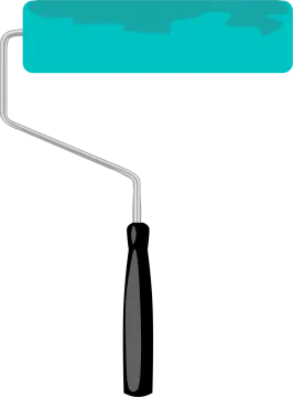 a blue paint roller on a white background