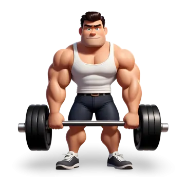 a cartoon character holding a barbell