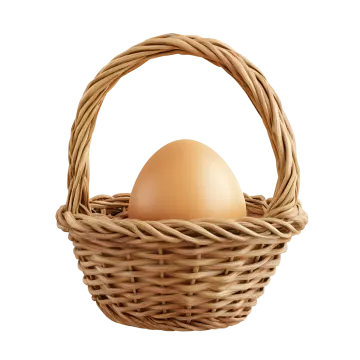 a basket with an egg in it