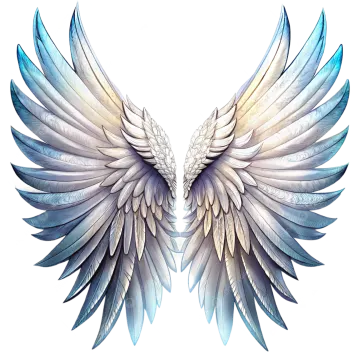 a pair of blue and white wings