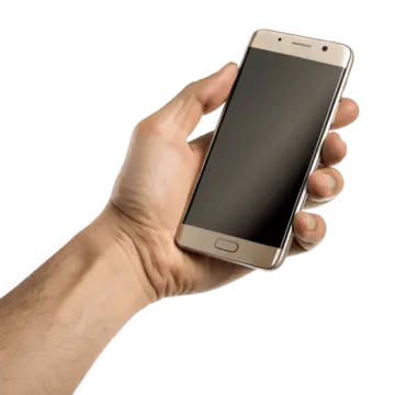 a man's hand holding a smart phone