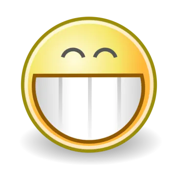 a yellow smiley face with an open mouth