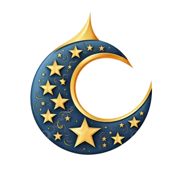 a crescent with stars on it