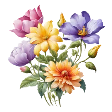 a bouquet of flowers on a white background