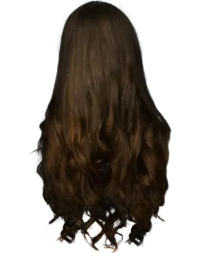 the back of a woman's head with long brown hair