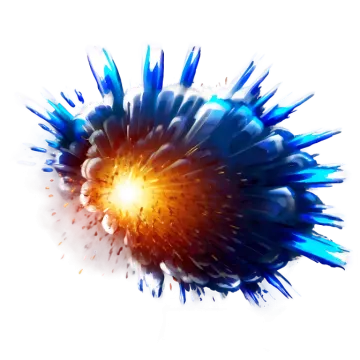an explosion of blue and orange paint