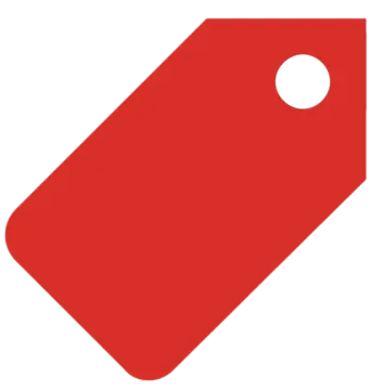 a red tag on a white background