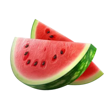 two slices of watermelon on a white background