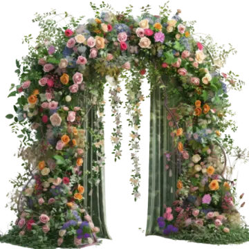 a floral arch for a wedding ceremony