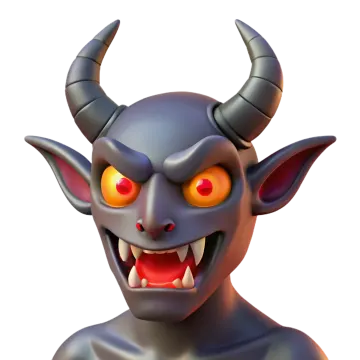 an illustration of a demon head on a white background
