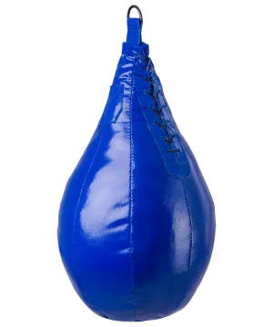 a blue punching bag on a white background