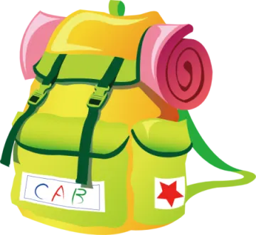 a backpack with a red star on it