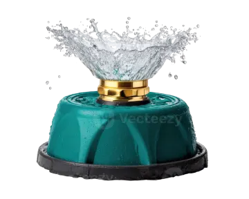 a green water fountain with a splash of water