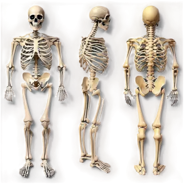 three different views of the human skeleton