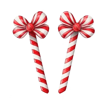 two candy canes with red and white stripes