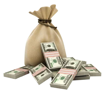 a bag full of money on a white background