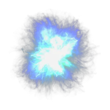 a blue and white explosion on a white background