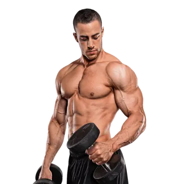 a man lifting weights with his hands