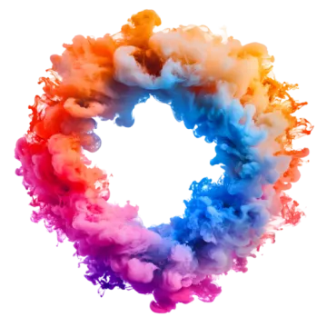 colored smoke in the shape of a circle